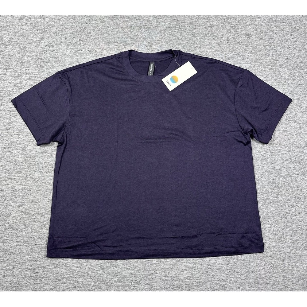 Vuori Energy Tee Shirt Womens Medium Long Velvet Violet Short Sleeve Stretch NEW